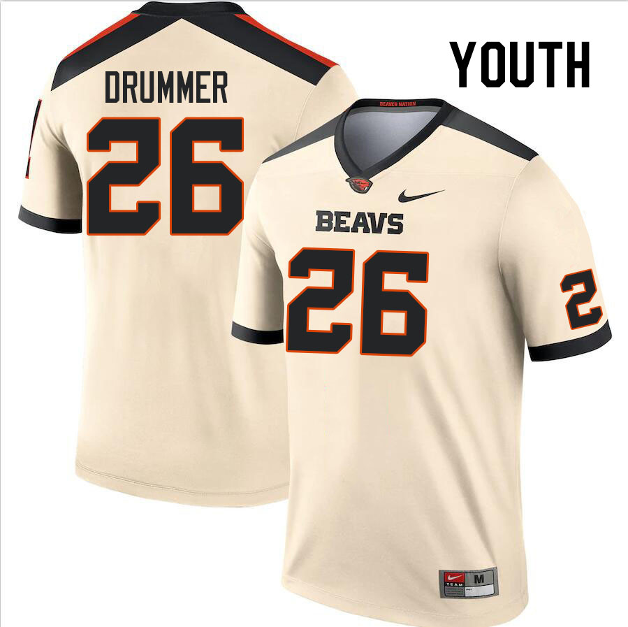 Youth #26 Jhae Drummer Oregon State Beavers College Football Jerseys Stitched Sale-Cream